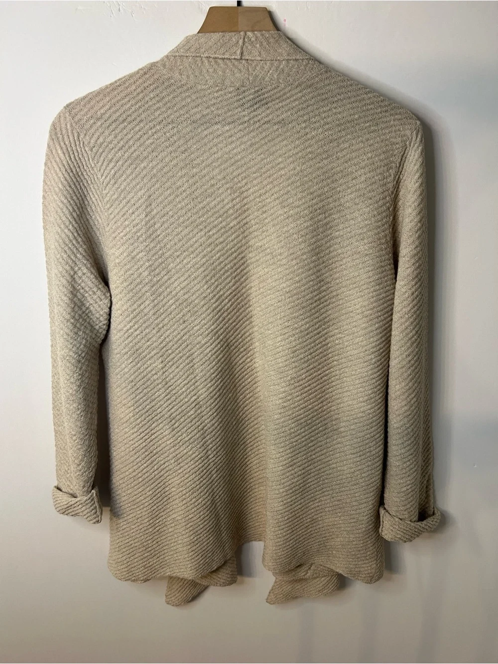 Eileen Fisher Women’s Tan Wool Sweater Twinset w/ Open Cardigan and Tank, Large - Picture 12 of 14